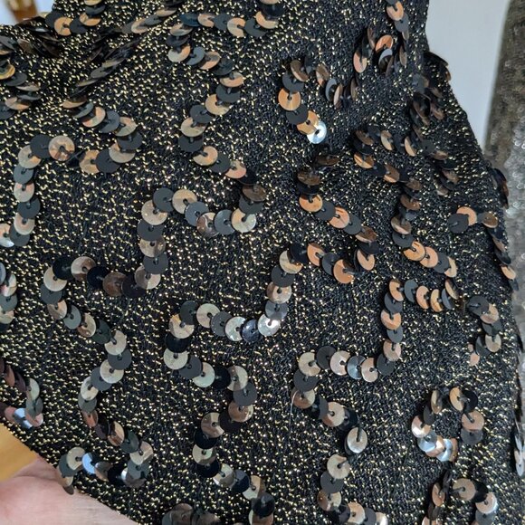 Fabulous Gold 60s Gown with Sequined Bell Sleeve - Picture 5 of 7